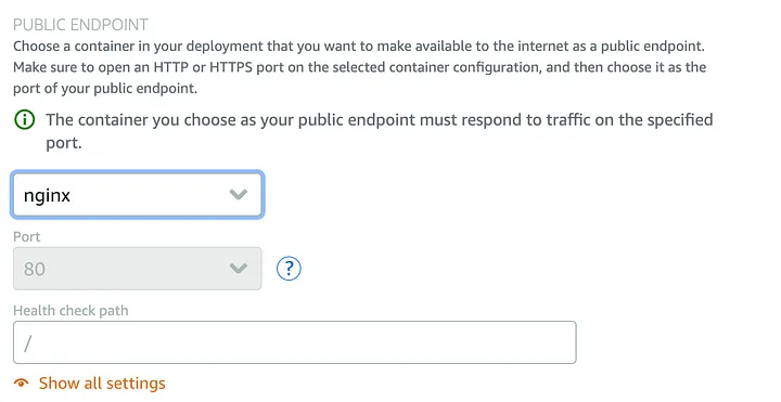 Lightsail container public endpoint