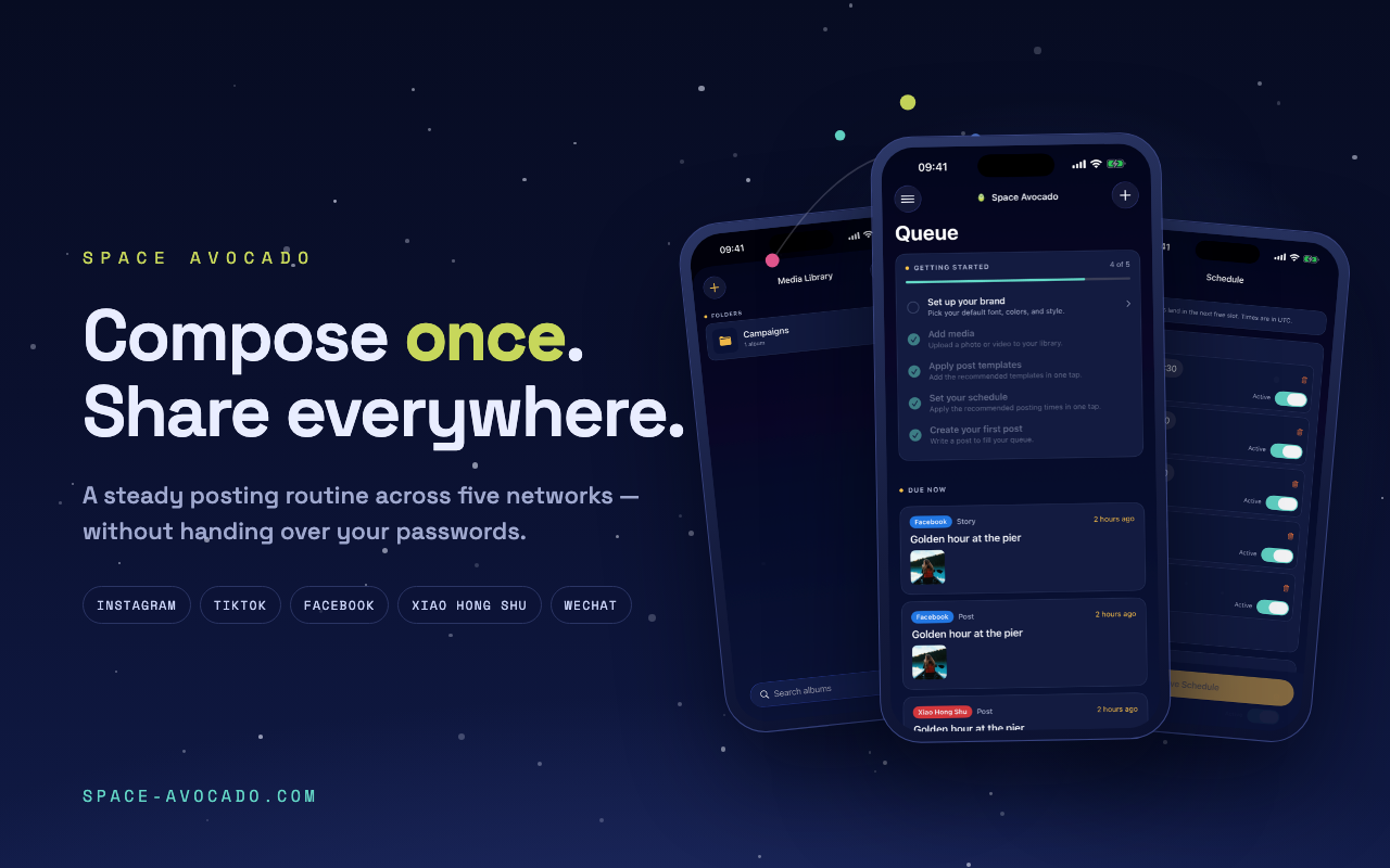 Space Avocado — compose once, share everywhere